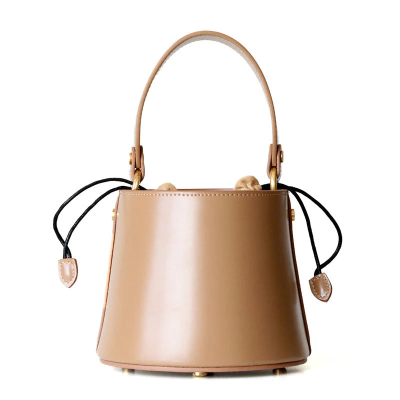 "Gubbio" Mini sac seau femme en cuir vachette véritable – Porté épaule