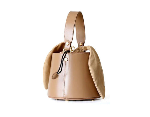 "Gubbio" Mini sac seau femme en cuir vachette véritable – Porté épaule