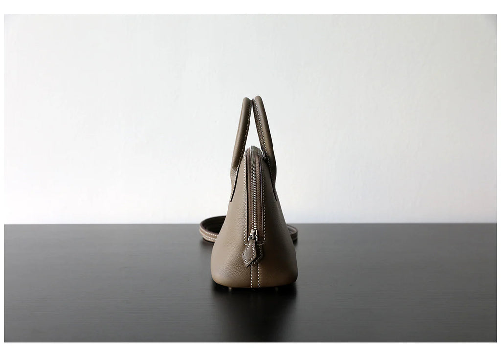 Sac bowling à bandoulière cuir pleine fleur "Monterosso"*