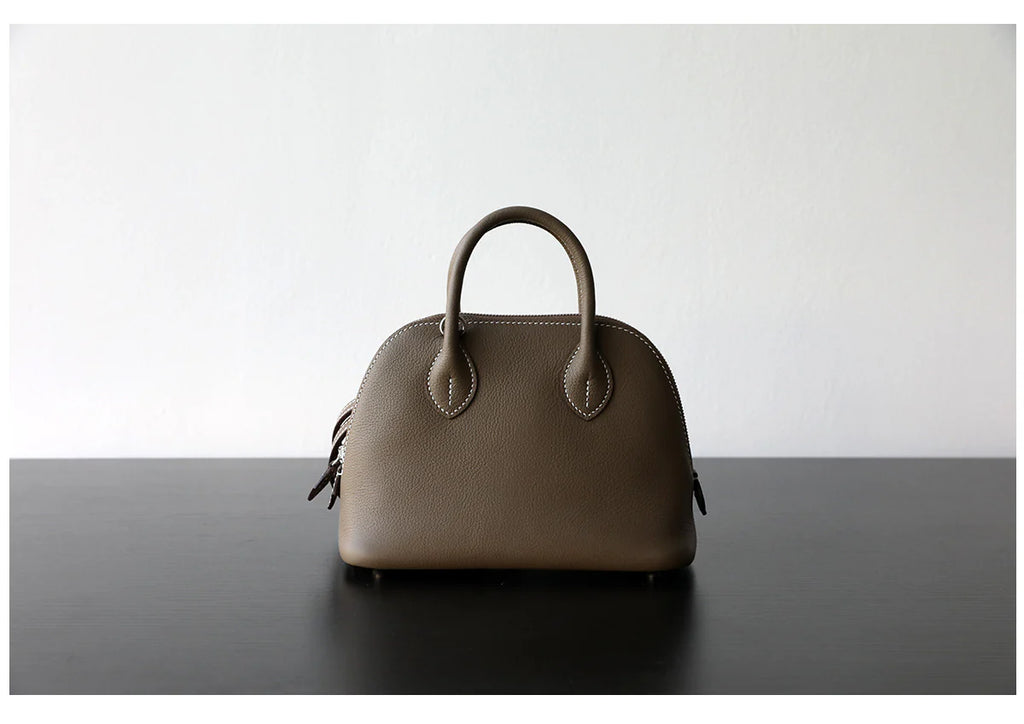 Sac bowling à bandoulière cuir pleine fleur "Monterosso"*
