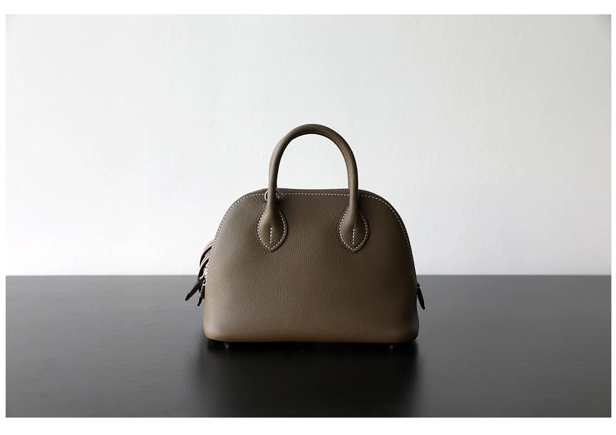 Sac bowling à bandoulière cuir pleine fleur "Monterosso"*