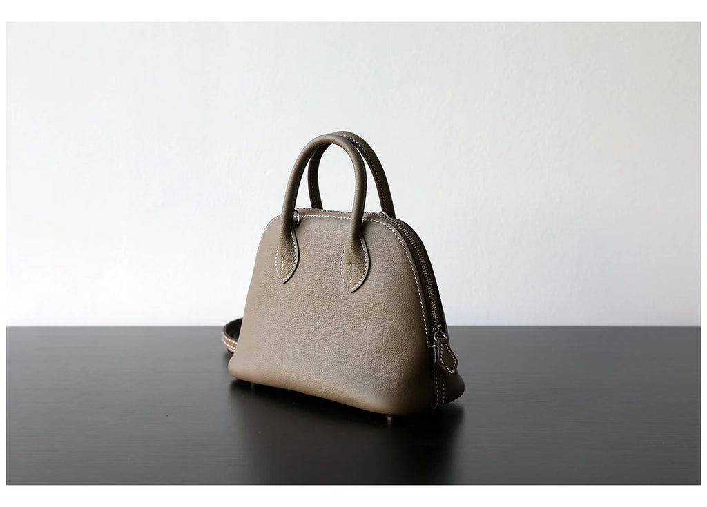 Sac bowling à bandoulière cuir pleine fleur "Monterosso"*