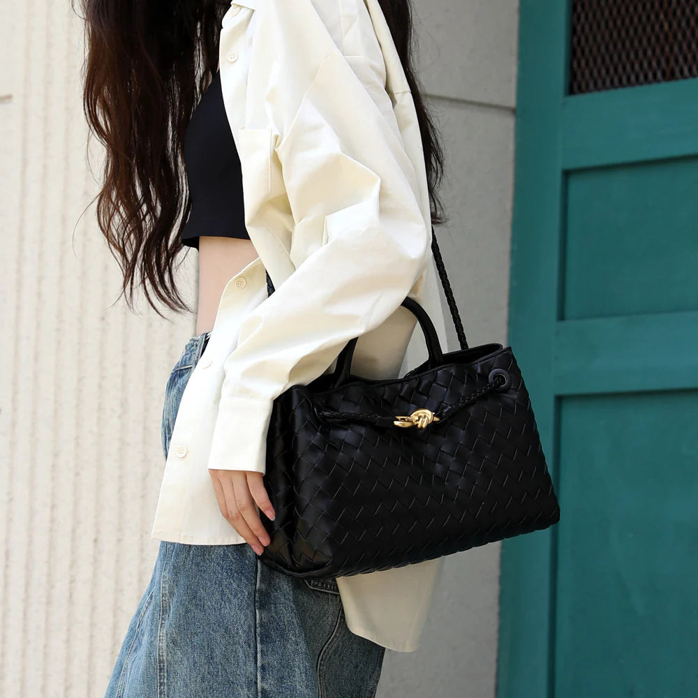 "Salo" Sac à main en cuir tressé avec bandoulière