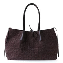 Sac cabas en cuir suédé tressé porté épaule "Carloforte"*