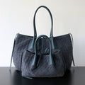 Sac cabas en cuir suédé tressé porté épaule "Carloforte"*