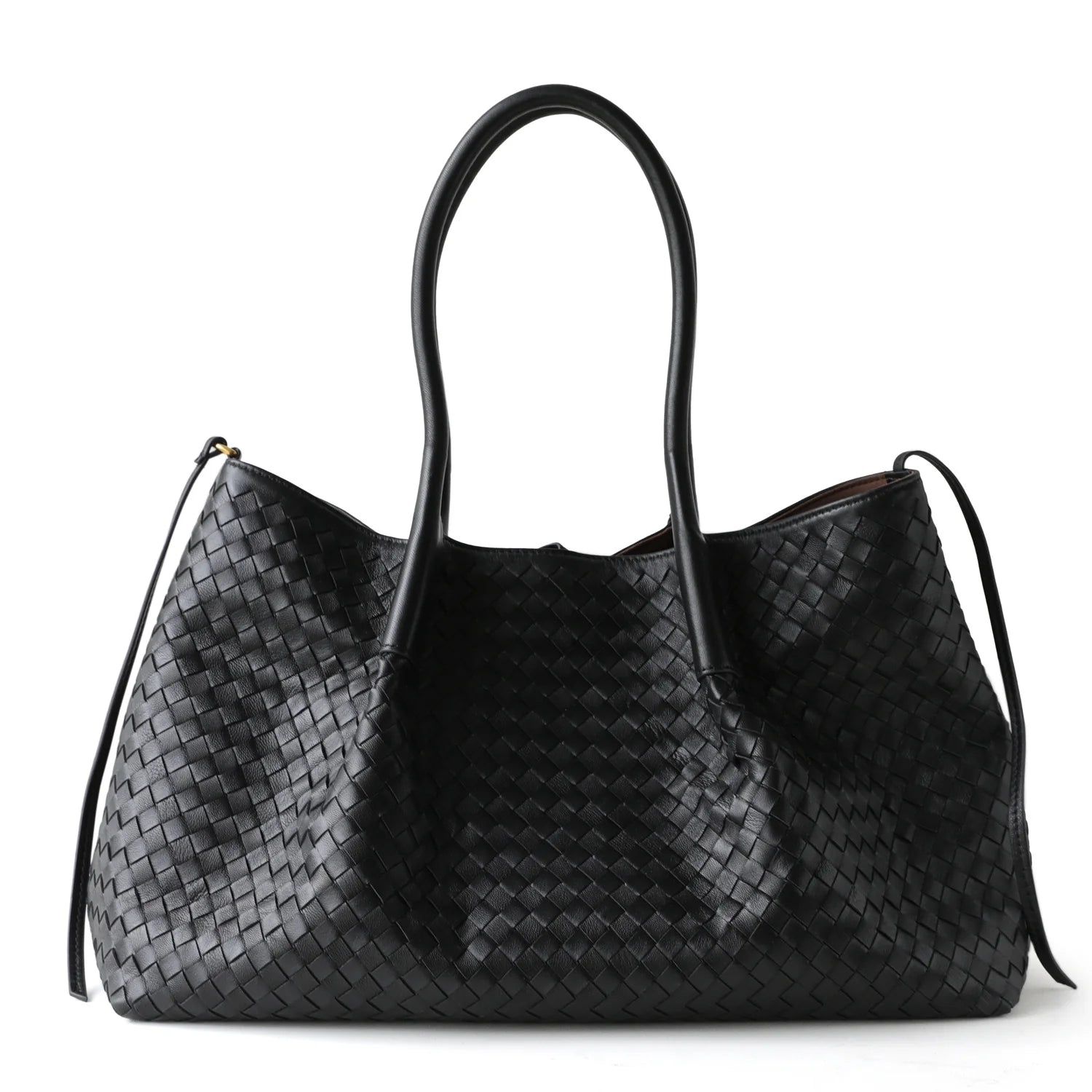 Sac fourre-tout en cuir tressé porté épaule "Montefioralle"*