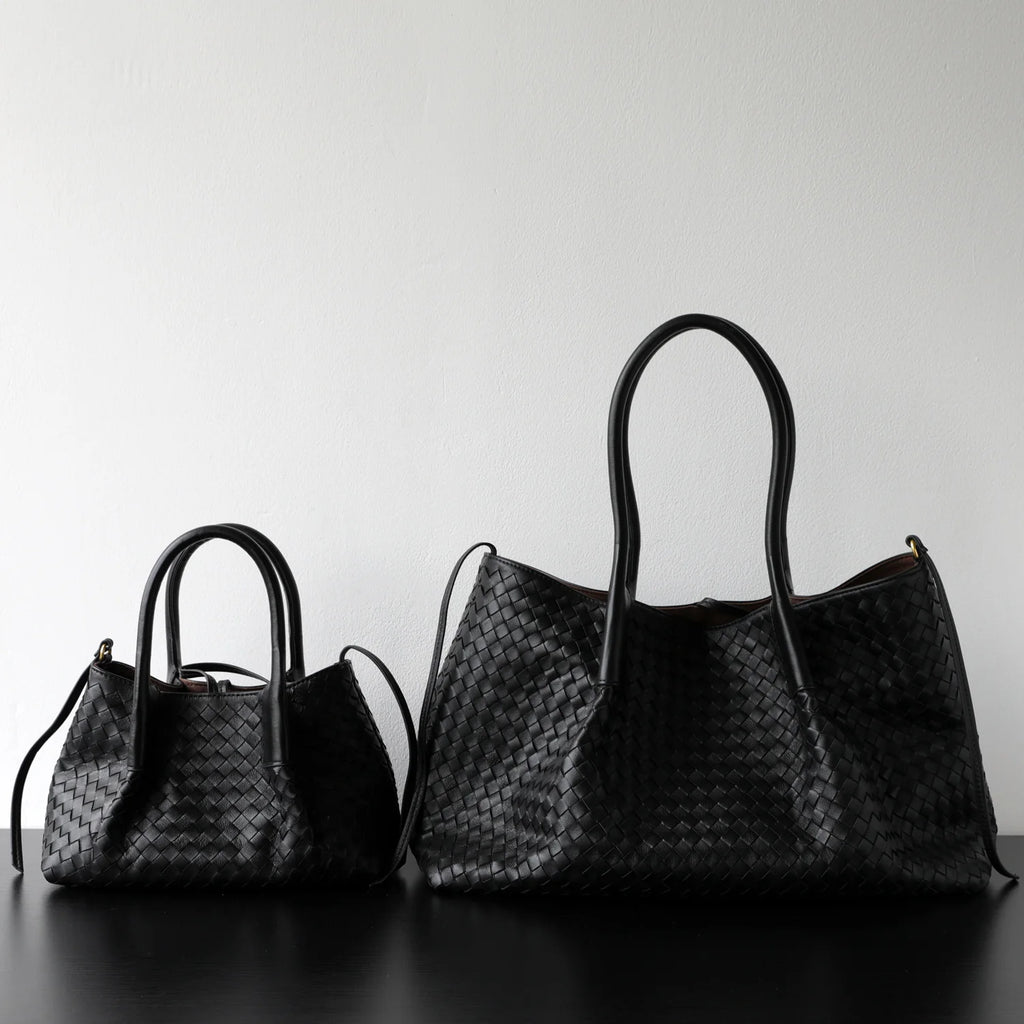 Sac fourre-tout en cuir tressé porté épaule "Montefioralle"*