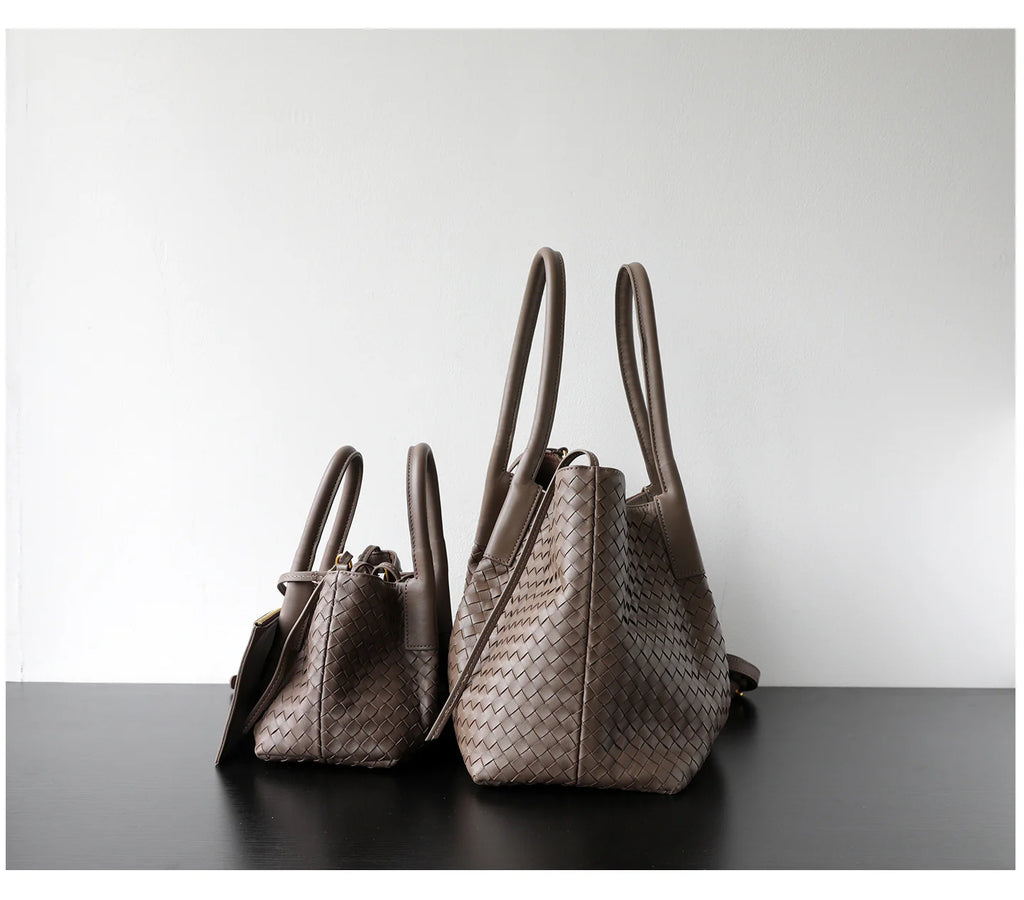 Sac fourre-tout en cuir tressé porté épaule "Montefioralle"*