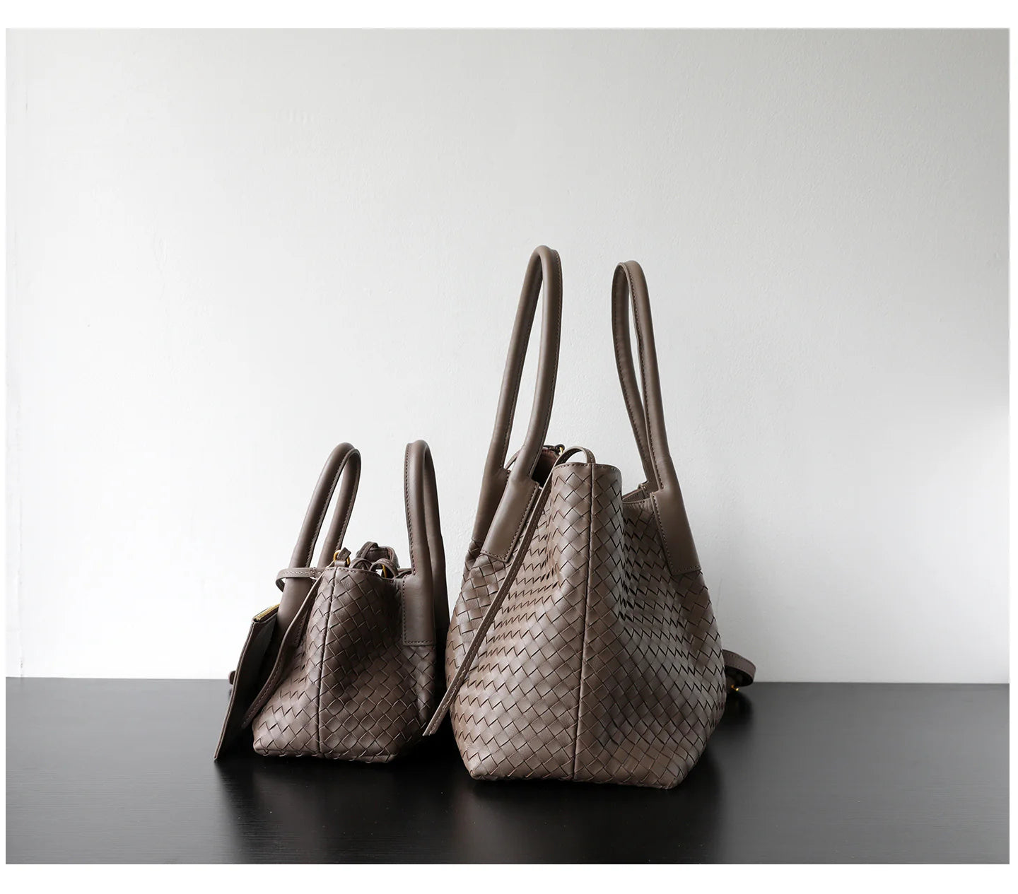 Sac fourre-tout en cuir tressé porté épaule "Montefioralle"*