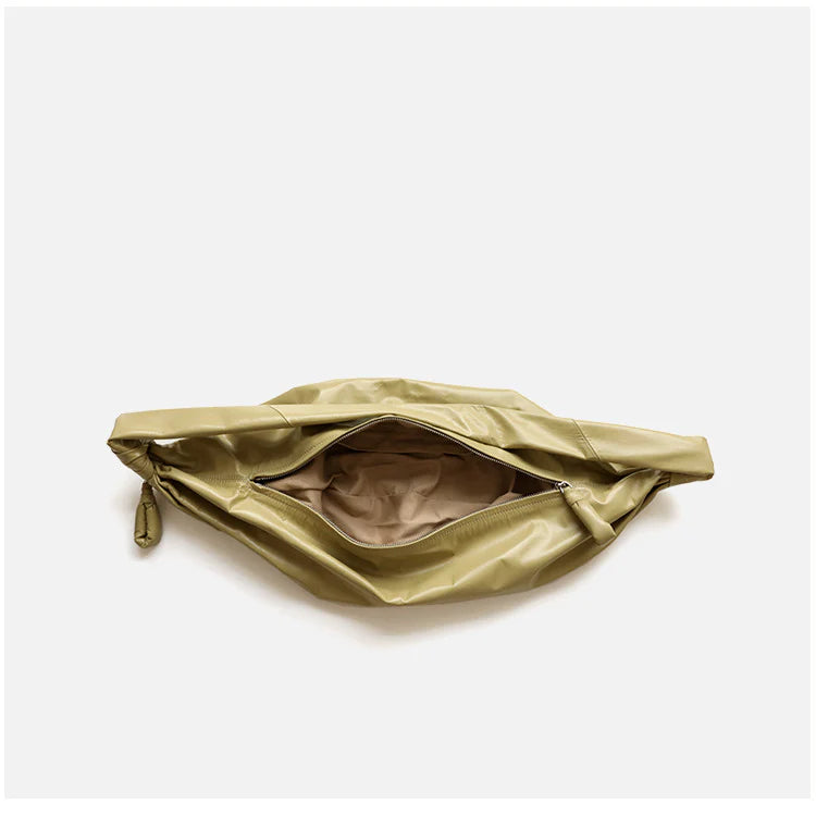 "Caltanissetta" Sac croissant en cuir de vachette unisex minimaliste