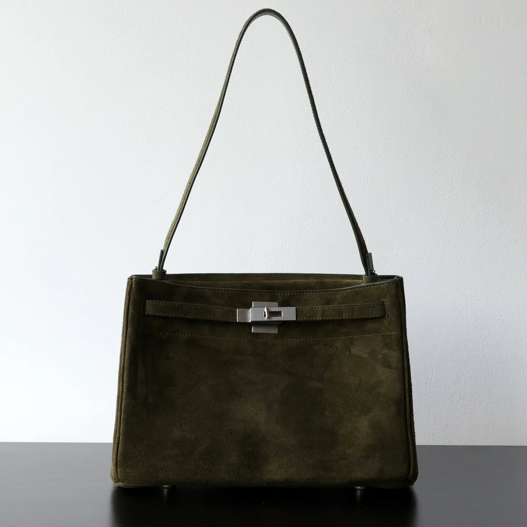 Sac en daim carré et porté épaule "Alba"*