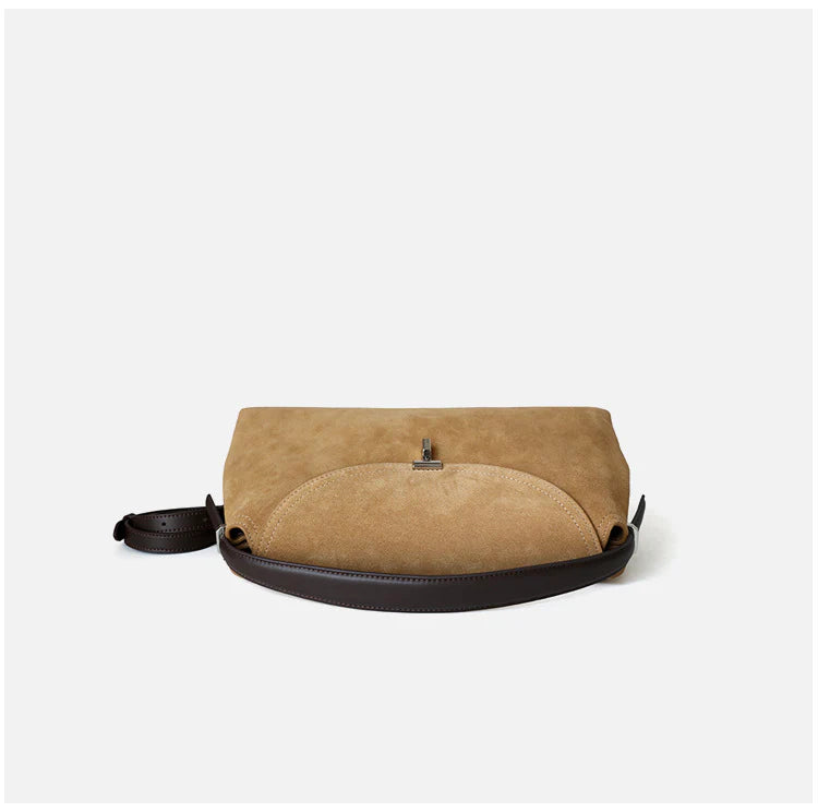 Sac en daim à bandoulière avec fermoir en T "Viterbo"*