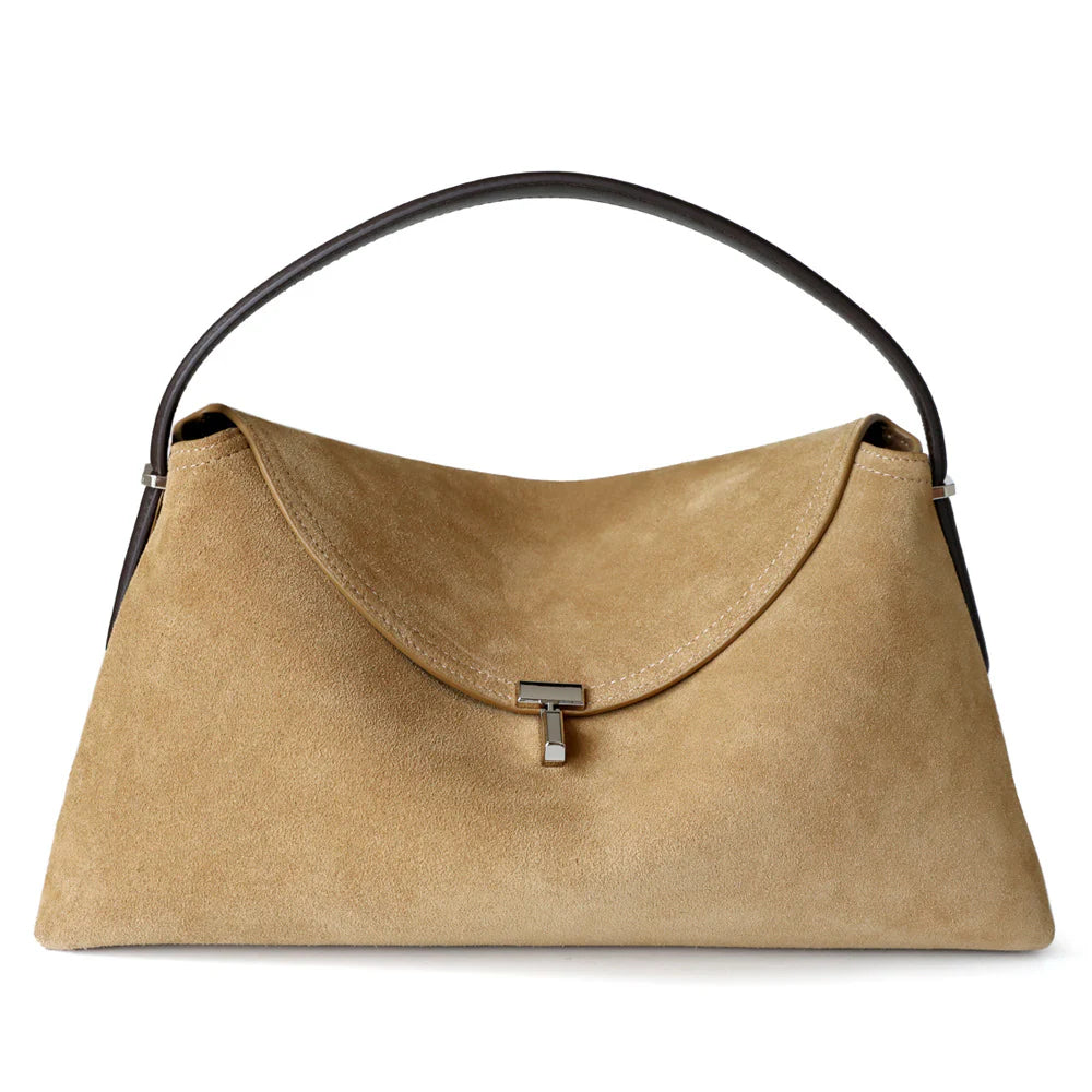Sac en daim à bandoulière avec fermoir en T "Viterbo"*