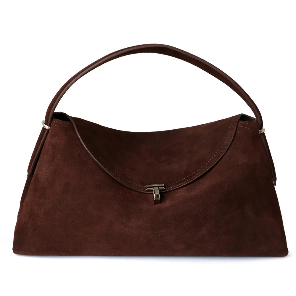 Sac en daim à bandoulière avec fermoir en T "Viterbo"*