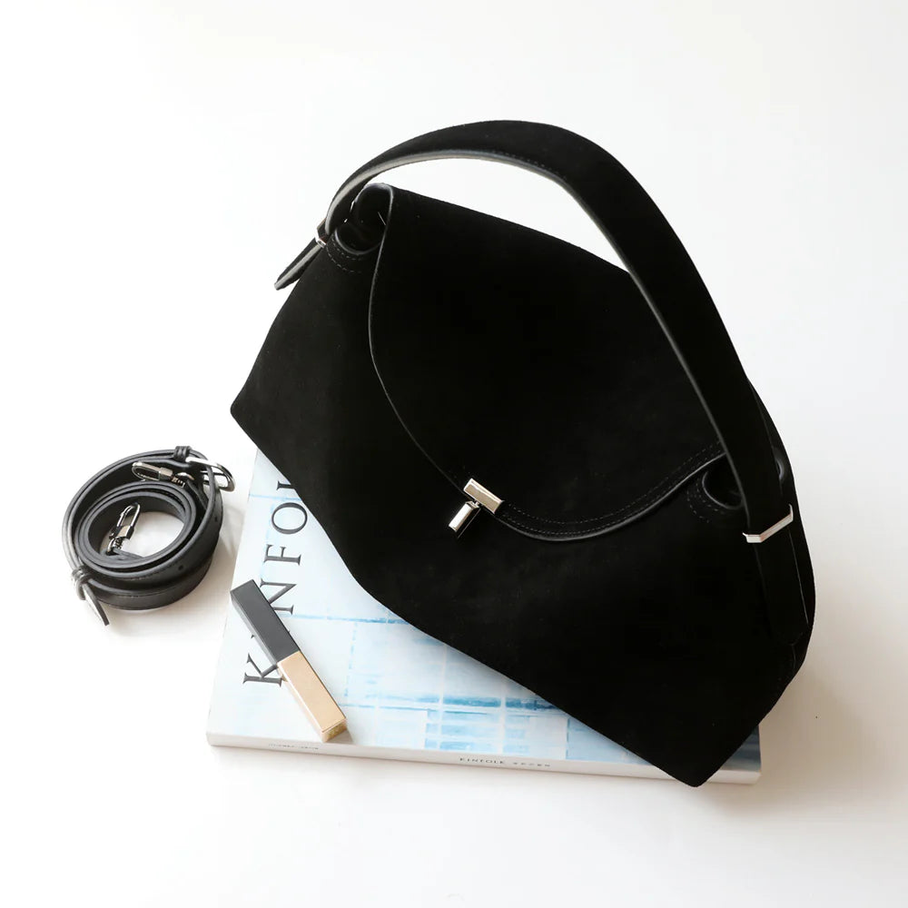 Sac en daim à bandoulière avec fermoir en T "Viterbo"*