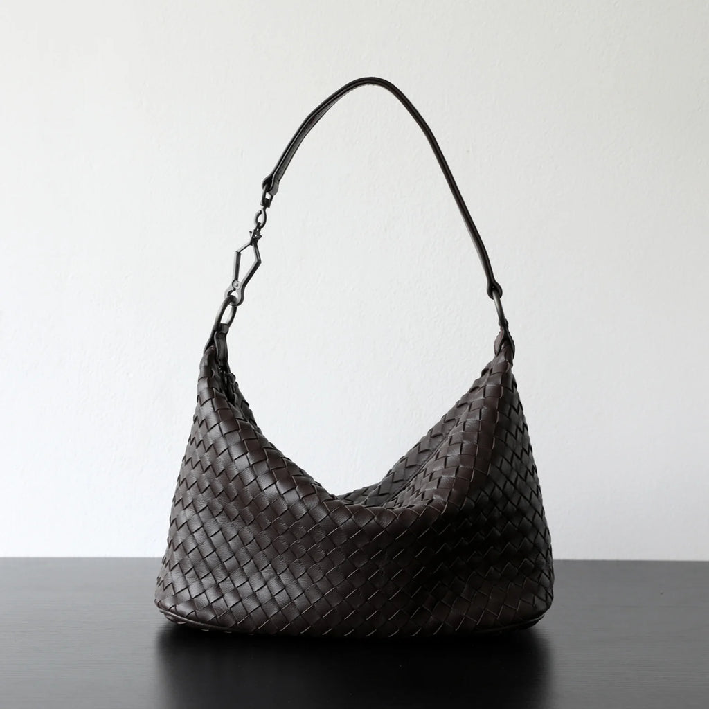 "Novara" Sac hobo femme en cuir tressé, porté épaule