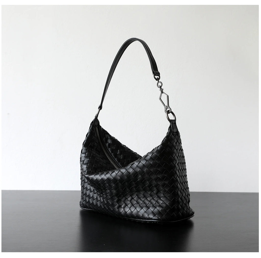 "Novara" Sac hobo femme en cuir tressé, porté épaule