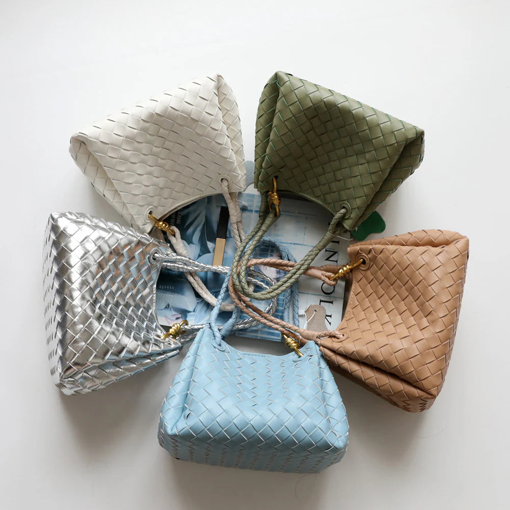 "Castelbuono" Sac à main en cuir en vachette tressé pour femme