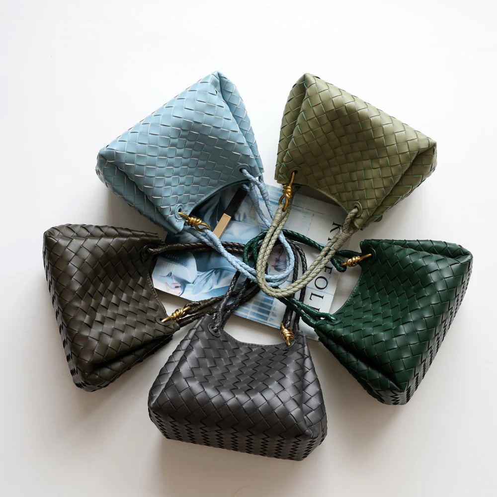 "Castelbuono" Sac à main en cuir en vachette tressé pour femme