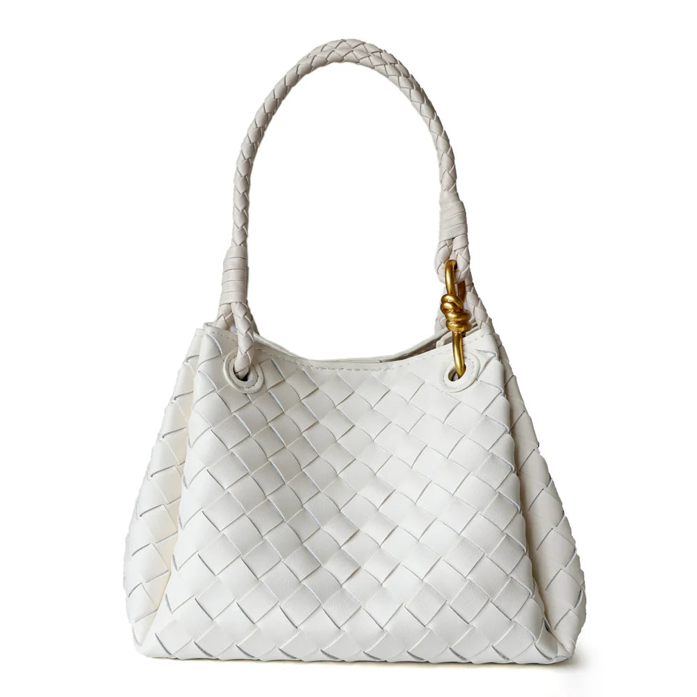 "Castelbuono" Sac à main en cuir en vachette tressé pour femme