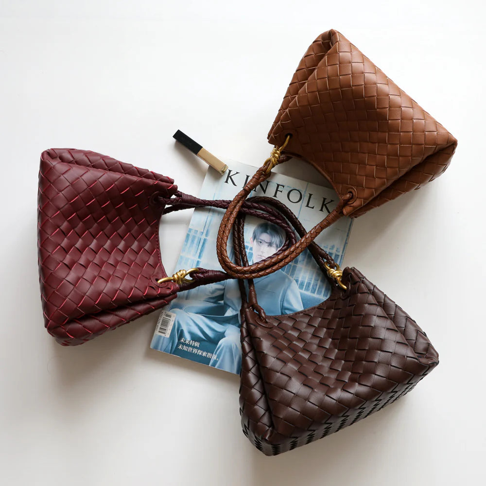 "Castelbuono" Sac à main en cuir en vachette tressé pour femme