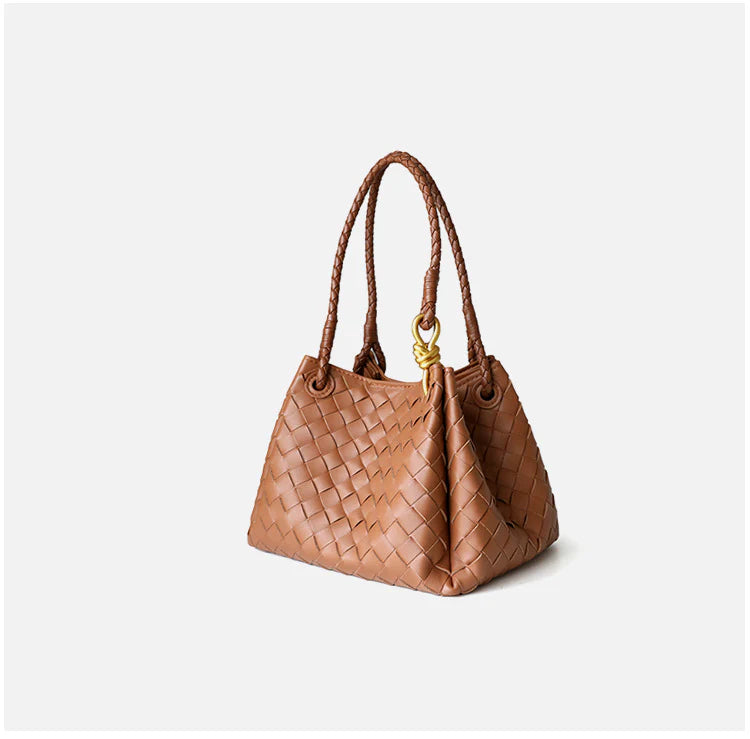 "Castelbuono" Sac à main en cuir en vachette tressé pour femme