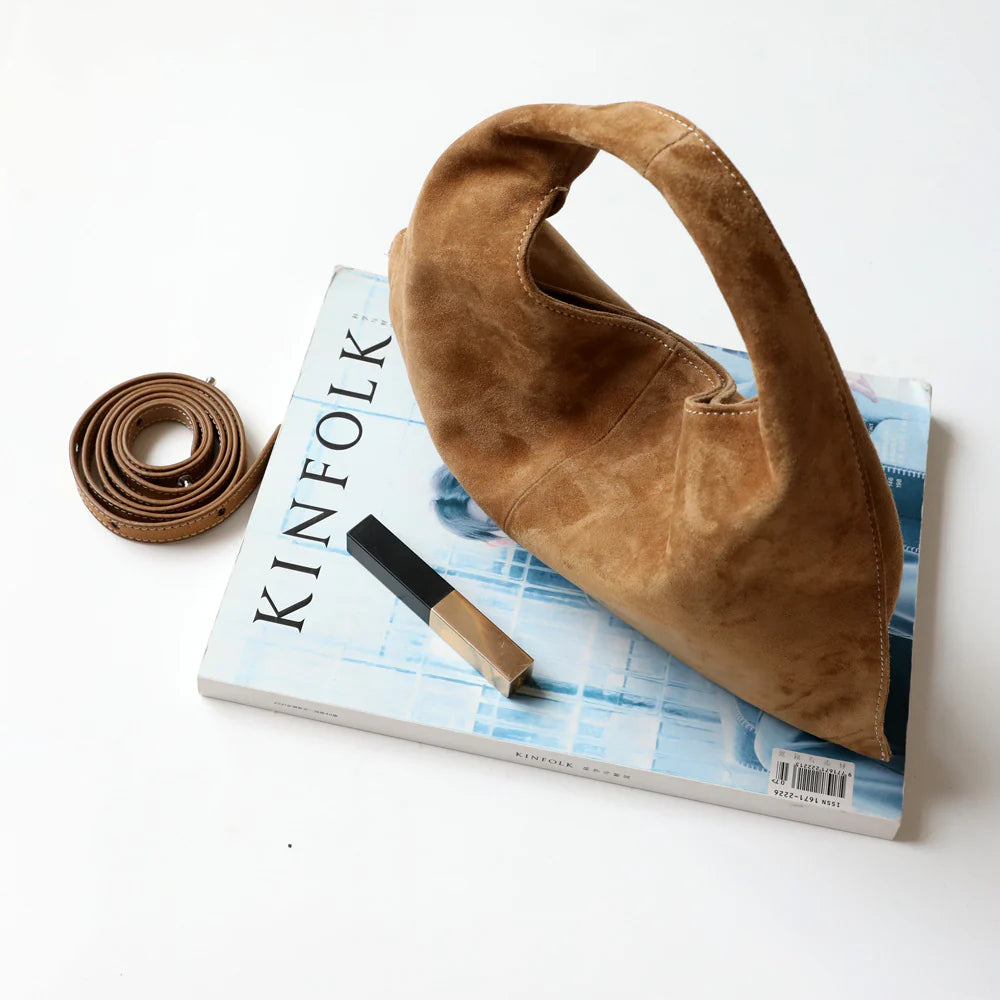 "Viareggio" Sac à main en daim véritable porté épaule