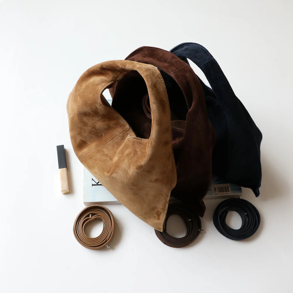 "Viareggio" Sac à main en daim véritable porté épaule