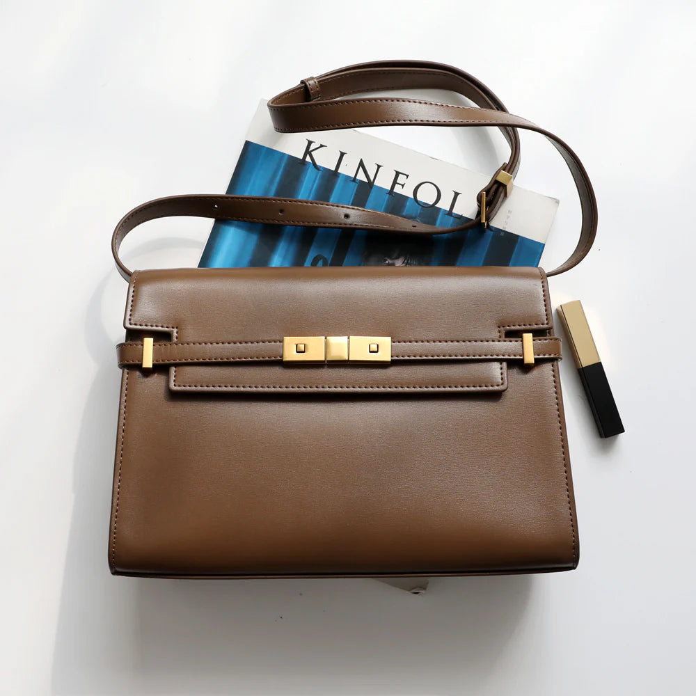 "Lucca" Sac à main femme en cuir véritable porté épaule ou bandoulière