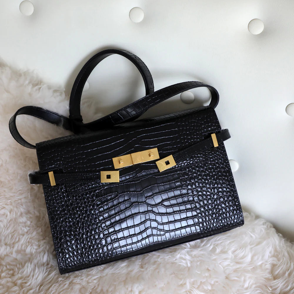 "Lucca" Sac à main femme en cuir véritable porté épaule ou bandoulière