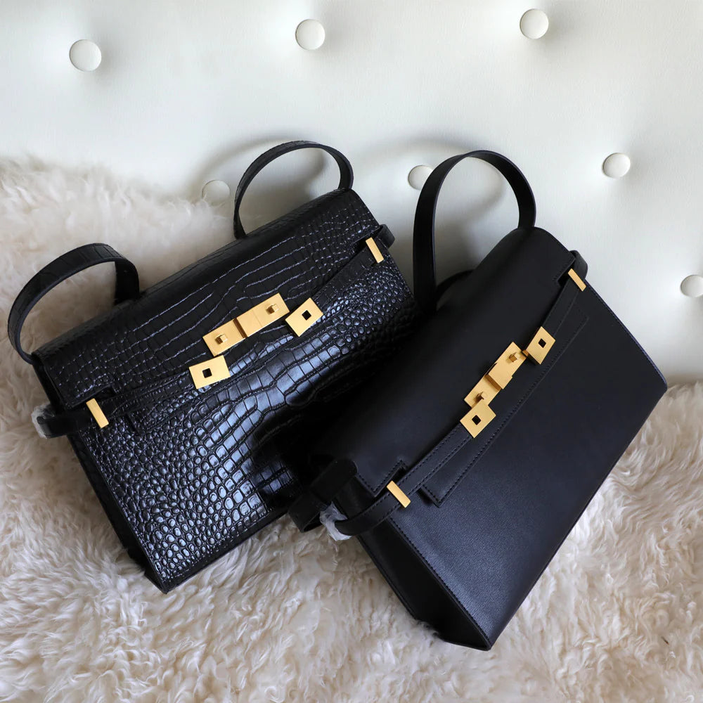 "Lucca" Sac à main femme en cuir véritable porté épaule ou bandoulière