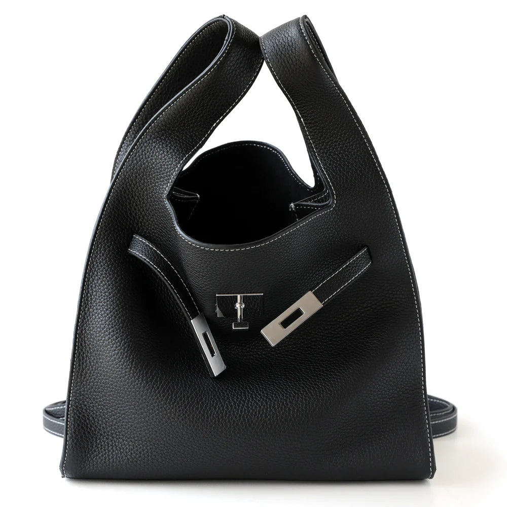 "Ferrara" Sac panier en cuir de vachette