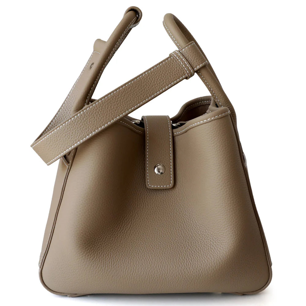 "Assisi" Sac seau femme en cuir de vachette pleine fleur nude