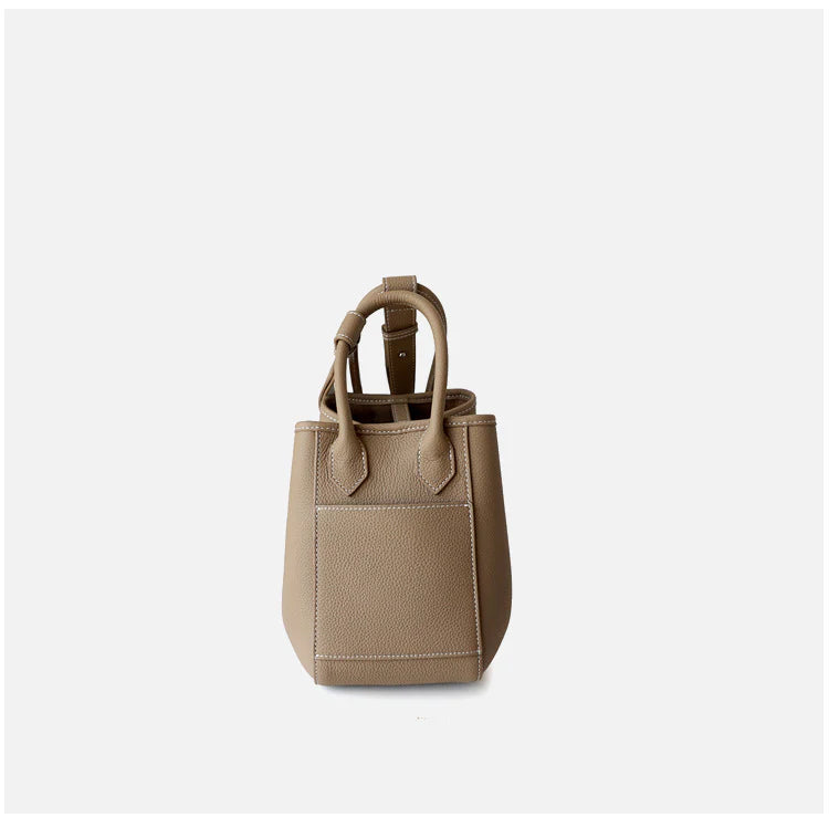 "Assisi" Sac seau femme en cuir de vachette pleine fleur nude