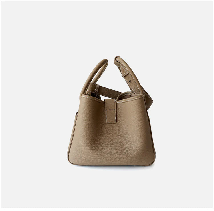 "Assisi" Sac seau femme en cuir de vachette pleine fleur nude
