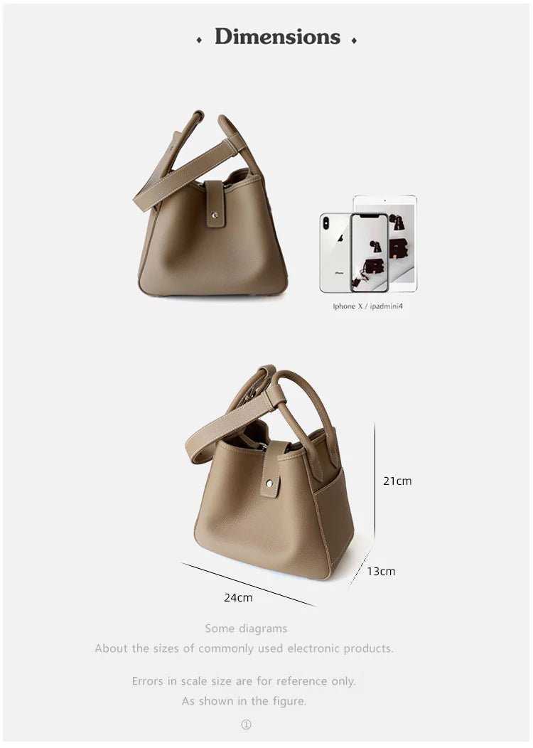 "Assisi" Sac seau femme en cuir de vachette pleine fleur nude