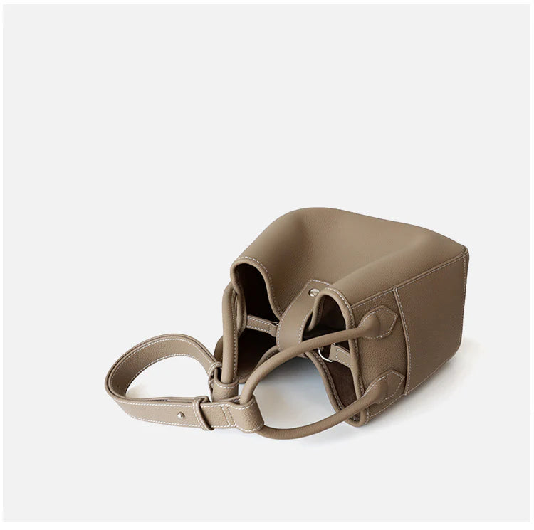 "Assisi" Sac seau femme en cuir de vachette pleine fleur nude
