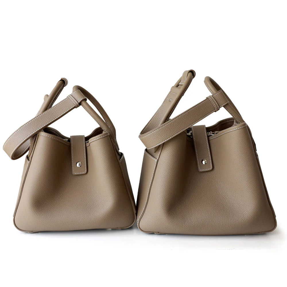 "Assisi" Sac seau femme en cuir de vachette pleine fleur nude