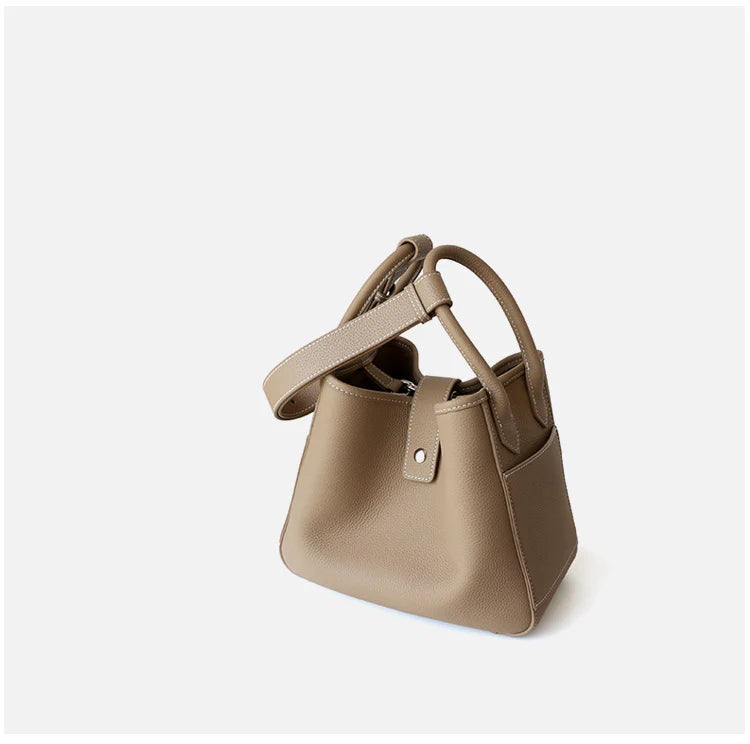 "Assisi" Sac seau femme en cuir de vachette pleine fleur nude