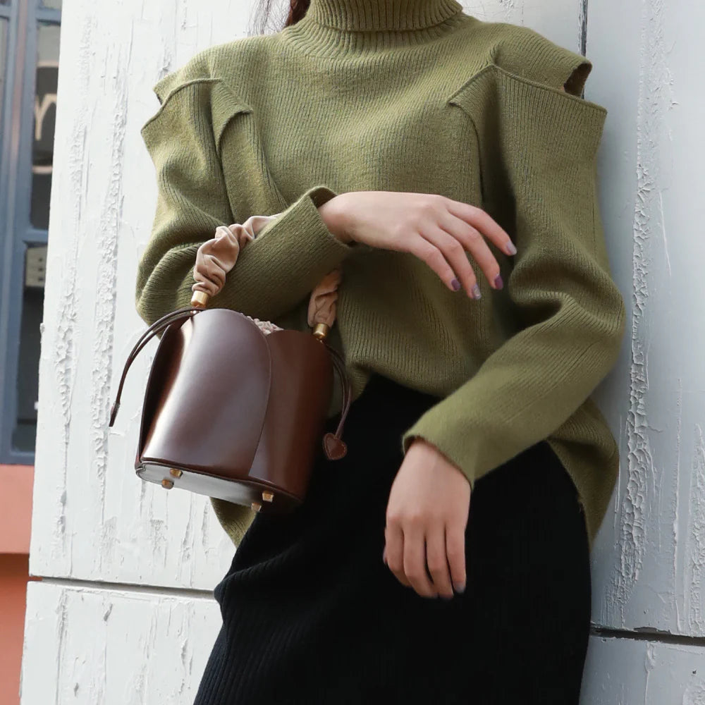 "Alberobello" Sac seau en cuir de vachette pour femme