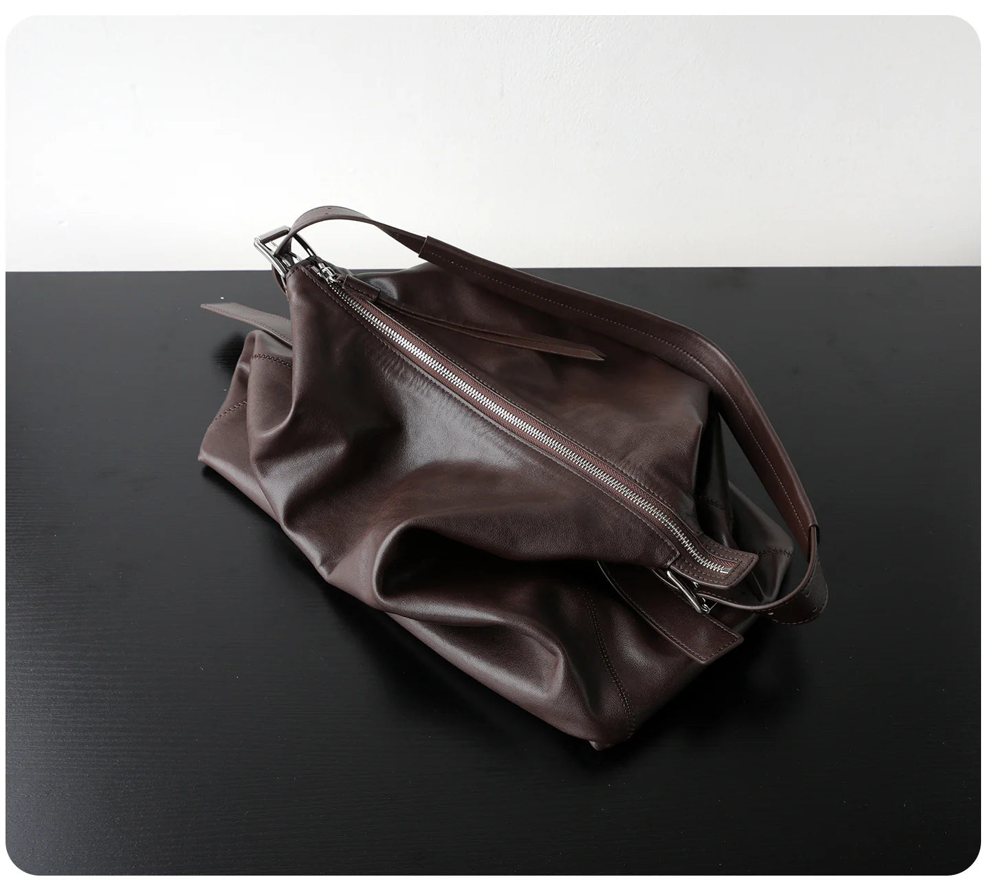 Sac fourre-tout à bandoulière vintage en cuir véritable porté épaule "Bosa" *