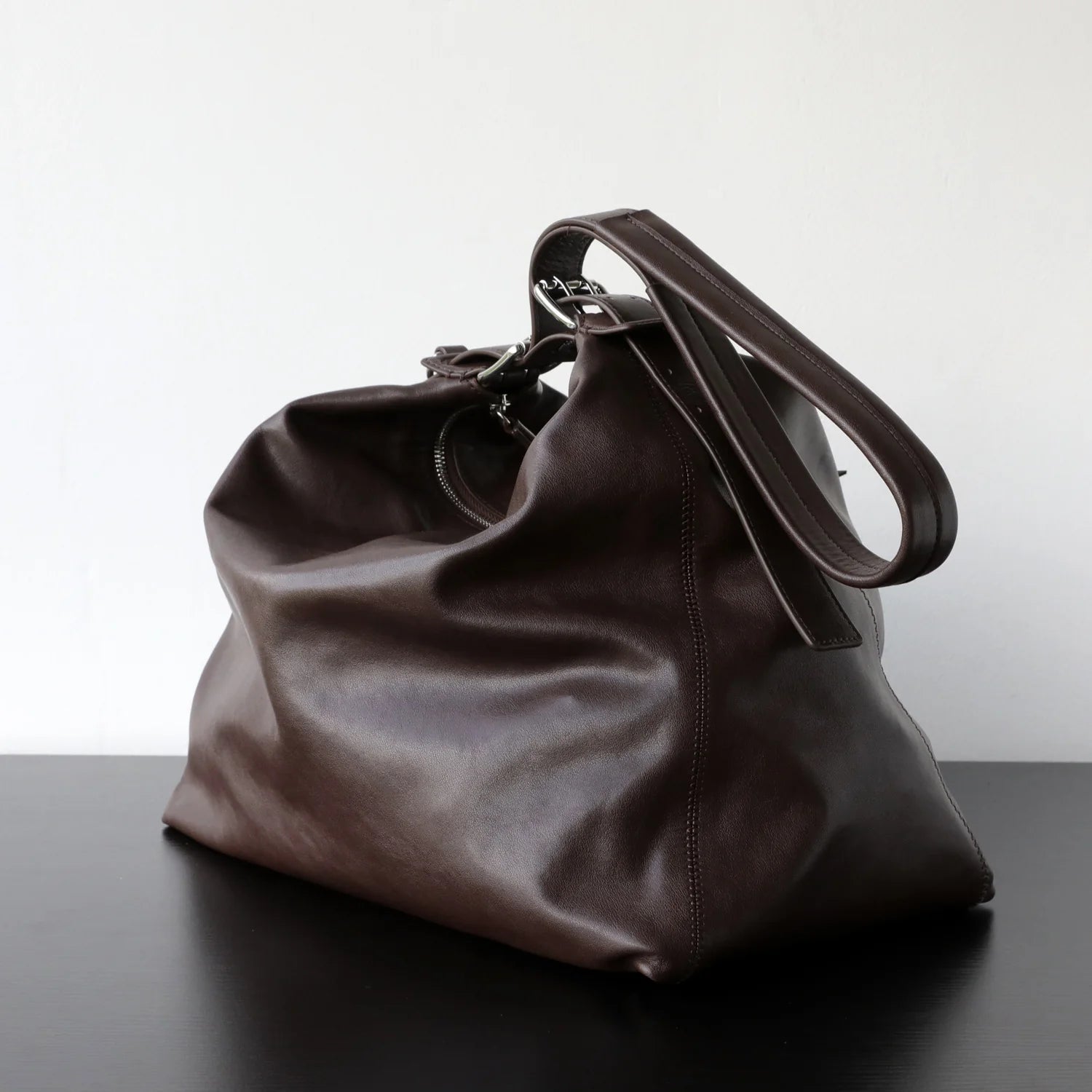 Sac fourre-tout à bandoulière vintage en cuir véritable porté épaule "Bosa" *