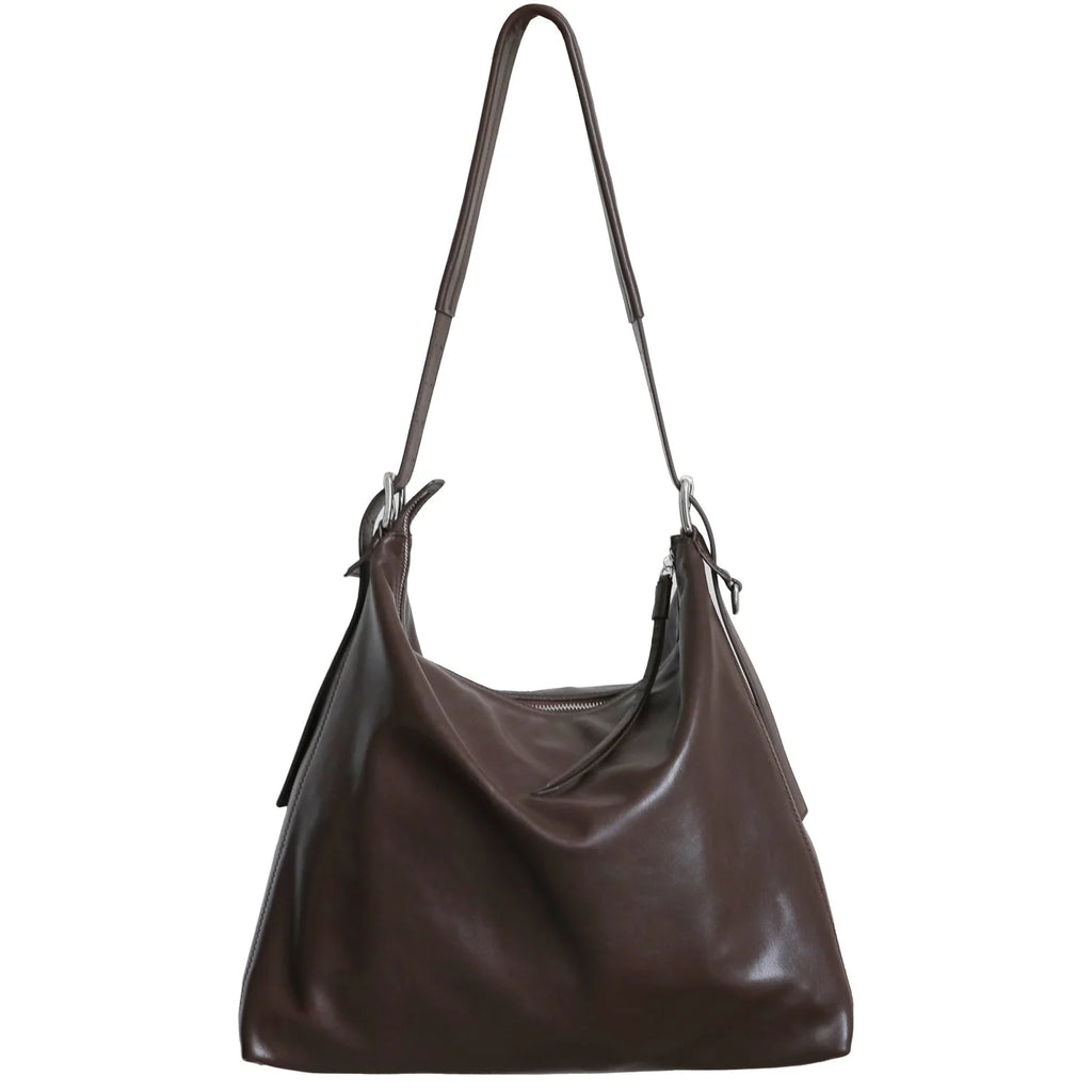 Sac fourre-tout à bandoulière vintage en cuir véritable porté épaule "Bosa" *