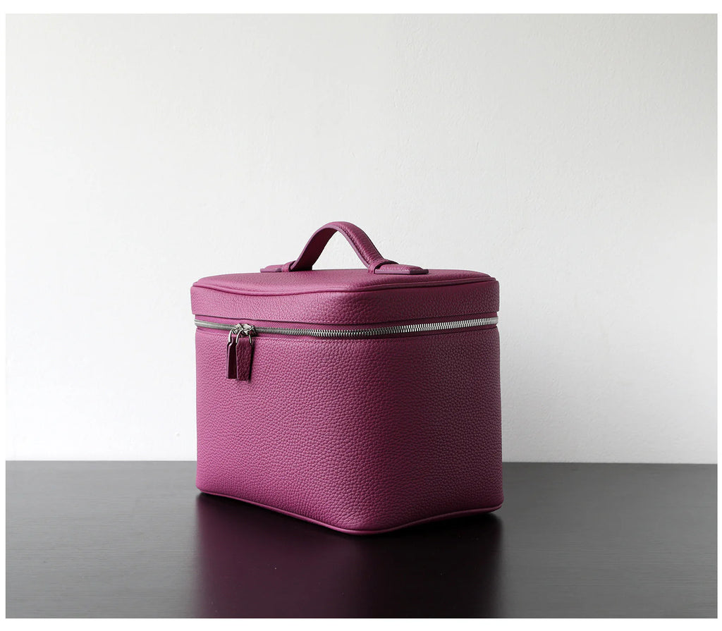 "Tropea" Trousse de maquillage en cuir de vachette souple avec compartiments