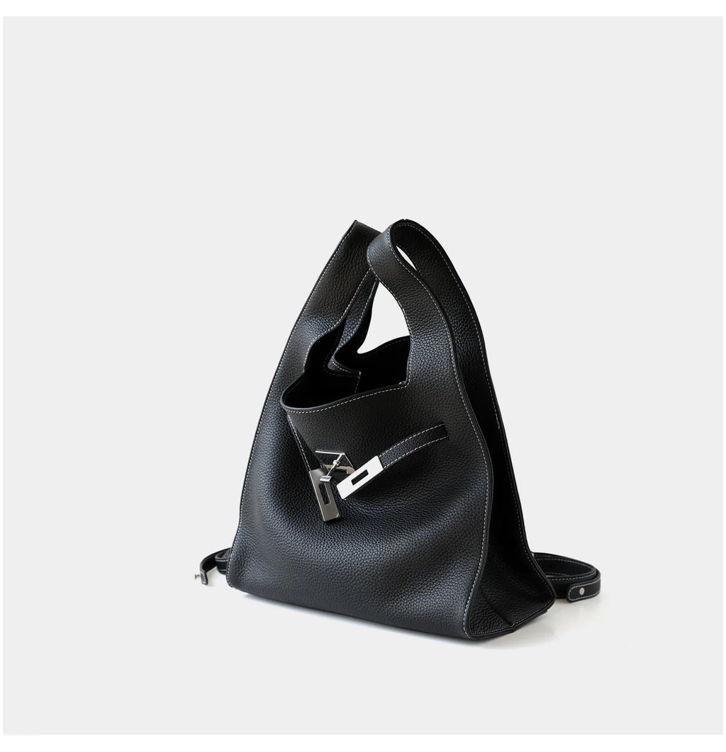 "Ferrara" Sac panier en cuir de vachette